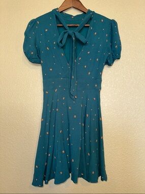 Free People Polka Dot Tie-Neck Mini Dress